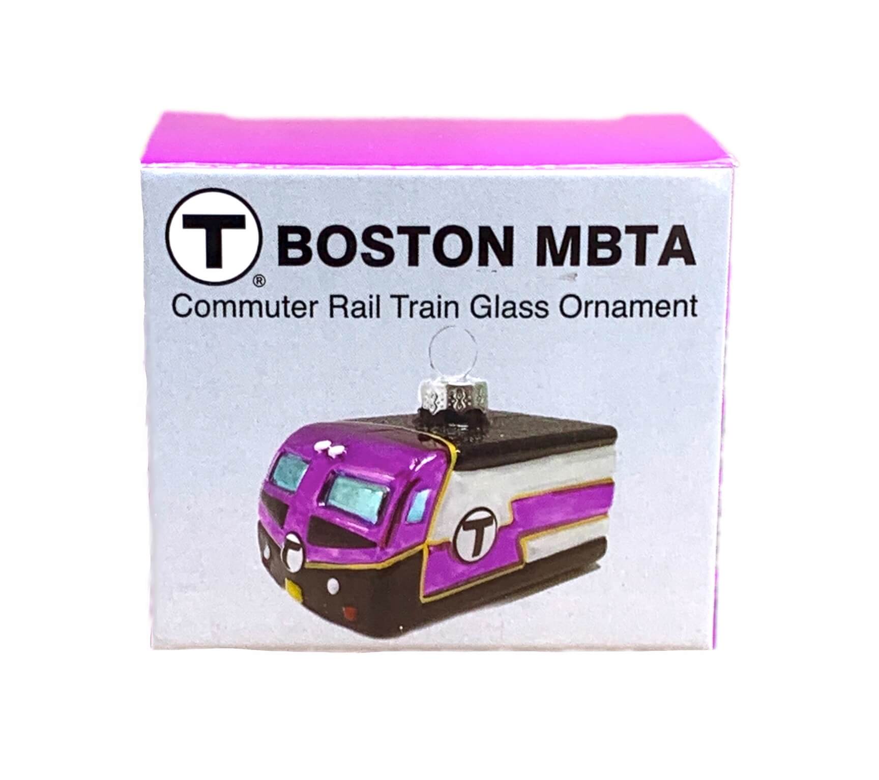 Boston MBTA Commuter Rail Train Christmas Tree Ornament in Gift Box